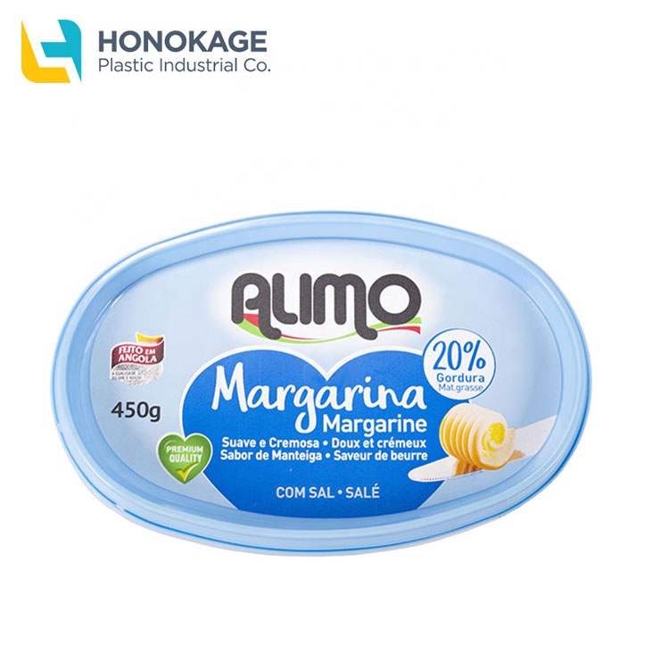 15 oz Oval Plastic Margarine Container for Butter with IML Design